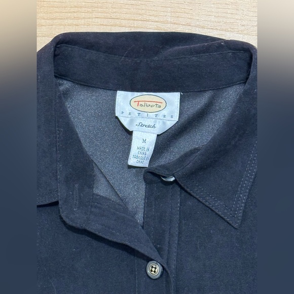 Talbots Petites Size Medium M Black Long Sleeve Button Down Top Shirt - Picture 3 of 4